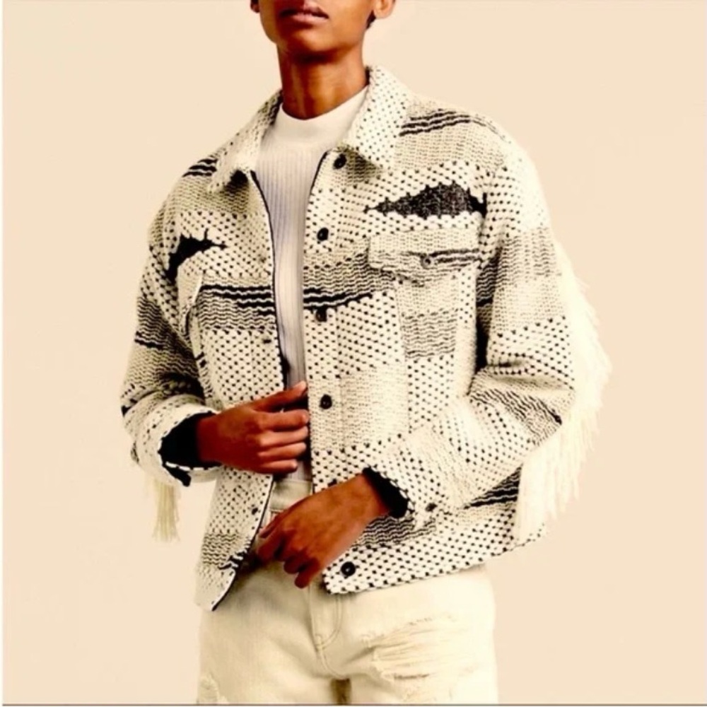 Rare! Levi's® Made & Crafted® Cotton blend FRINGE TRUCKER JACKET Sz 3/L